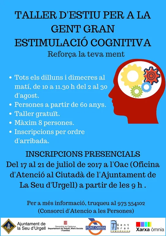 Obertes les inscripcions a un taller gratuït d’estimulació cognitiva per a gent gran