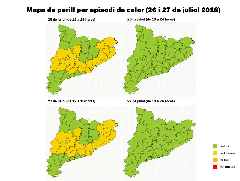 Avís per risc de calor extrema per aquest dijous i divendres