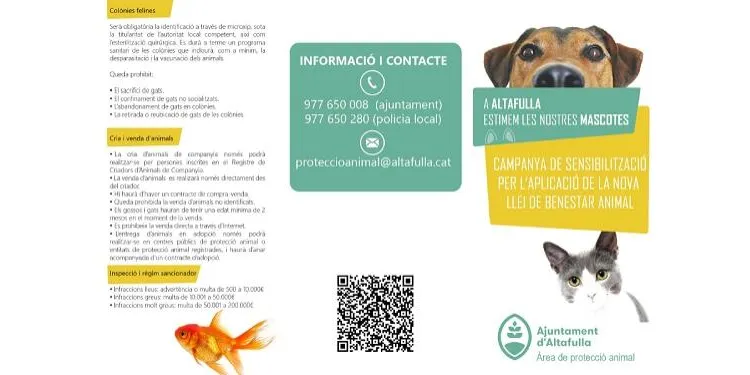 L'Ajuntament d'Altafulla impulsa una campanya per donar a conèixer els preceptes de la nova llei de benestar animal