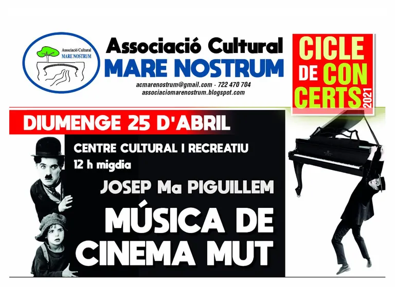 Josep Maria Piguillem porta a Pineda l'espectacle 'Música del cinema mut'