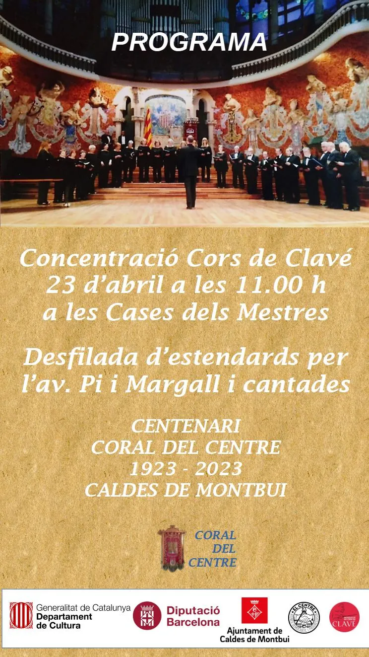 La coral del Centre obrirà els actes del centenari la diada de Sant Jordi amb una concentració de cors de Clavé
