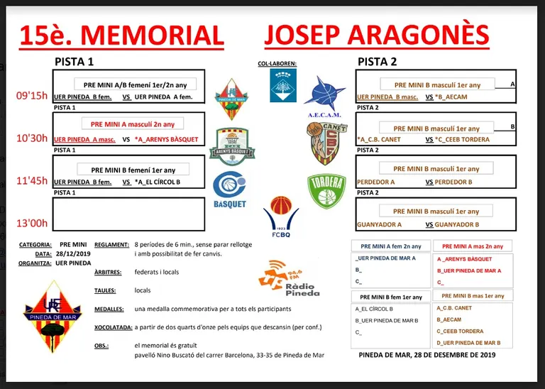 El bàsquet torna a ser protagonista de les Festes amb el 15è Memorial Josep Aragonès