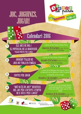 L'Escola de Pares reprèn l'activitat amb xerrades sobre el joc i les joguines