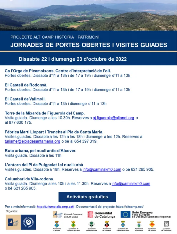 Portes obertes als espais monumentals de l’Alt Camp