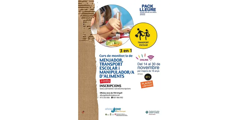 Nou curs de monitor de menjador, acompanyament de transport escolar i manipulador d'aliments a la Seu d'Urgell
