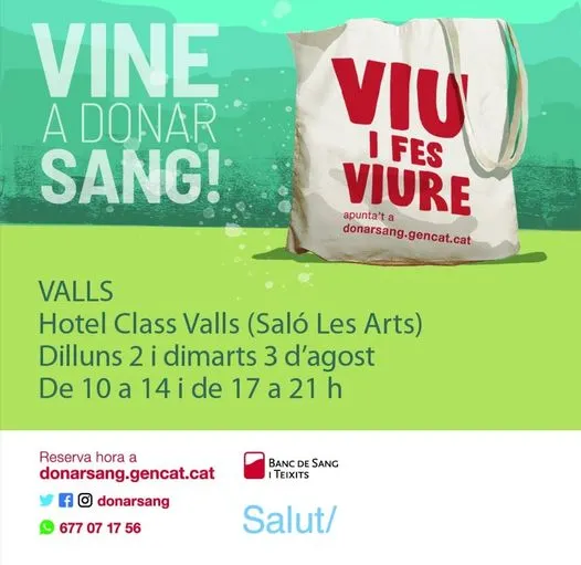 Valls organitza una campanya de donació de sang a l’Hotel Class