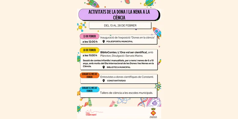 Constantí celebra la Setmana de la Dona i la Nena a la Ciència amb activitats del 13 al 28 de febrer