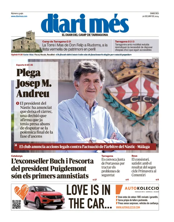Cop d'ull als diaris d'aquest dimecres 26 de juny