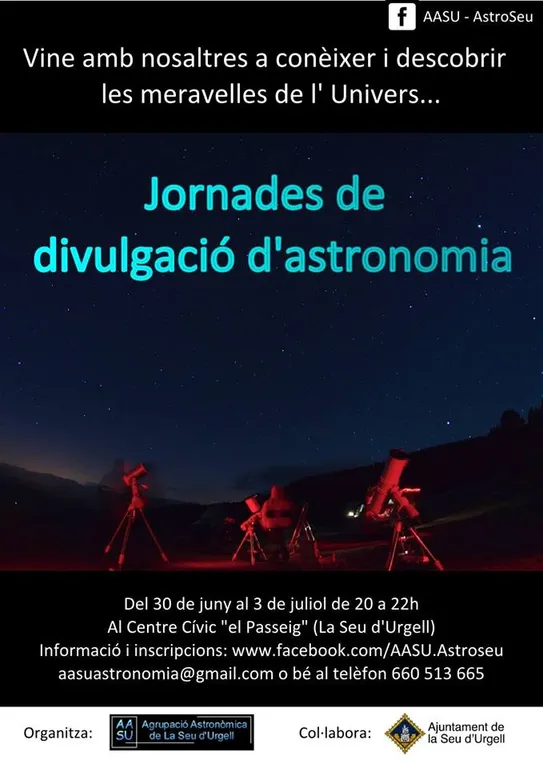 L'AASU organitza unes Jornades de Divulgació d'Astronomia