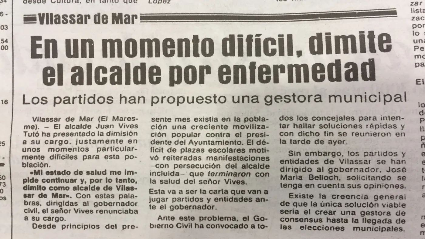 Vilassar de Mar protagonista de la primera edició de El Periódico
