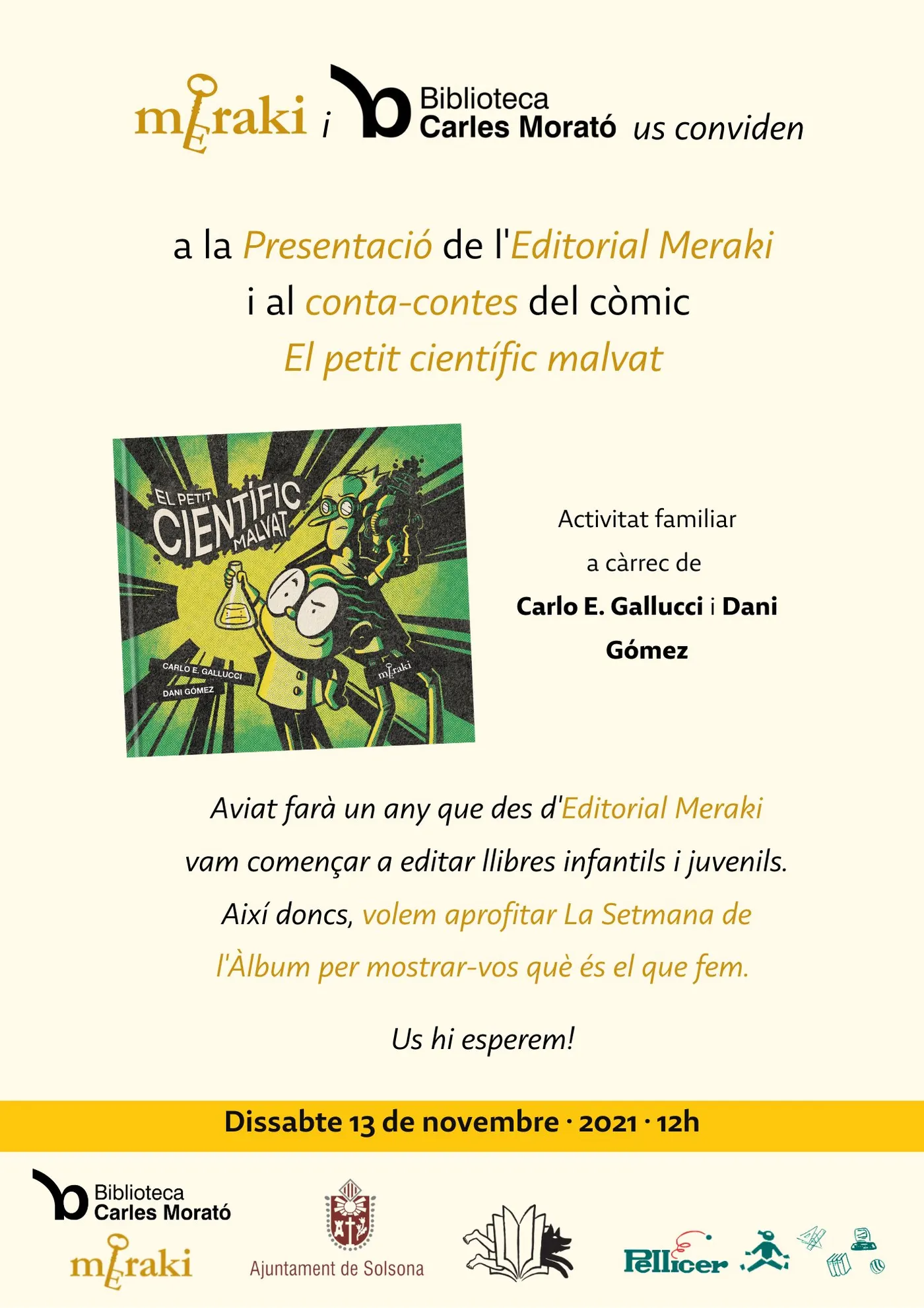 El segell de literatura infantil i juvenil Meraki es presenta a Solsona i ofereix una sessió de contacontes
