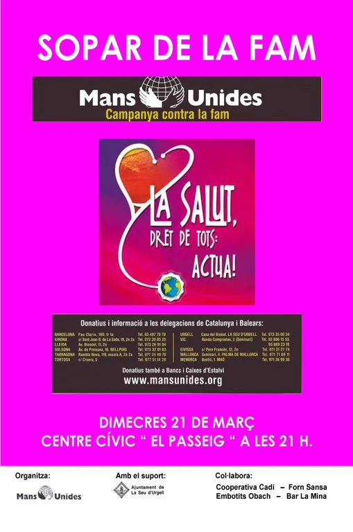 Mans Unides de la Seu organitza un any més el Sopar de la Fam