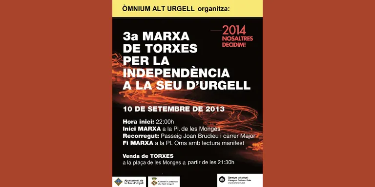 Òmnium Cultural Alt Urgell organitza la 3a Marxa de Torxes per la Independència