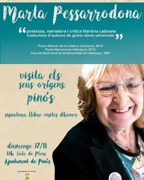 Pinós homenatja l'escriptora Marta Pessarrodona, municipi on té els seus orígens