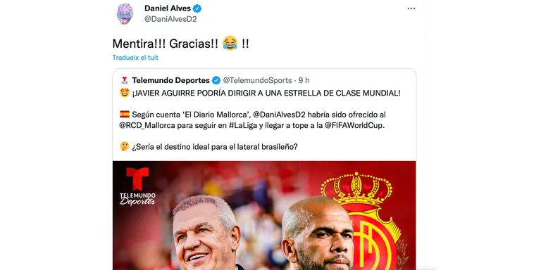 Dani Alves desmenteix el seu fitxatge pel Mallorca