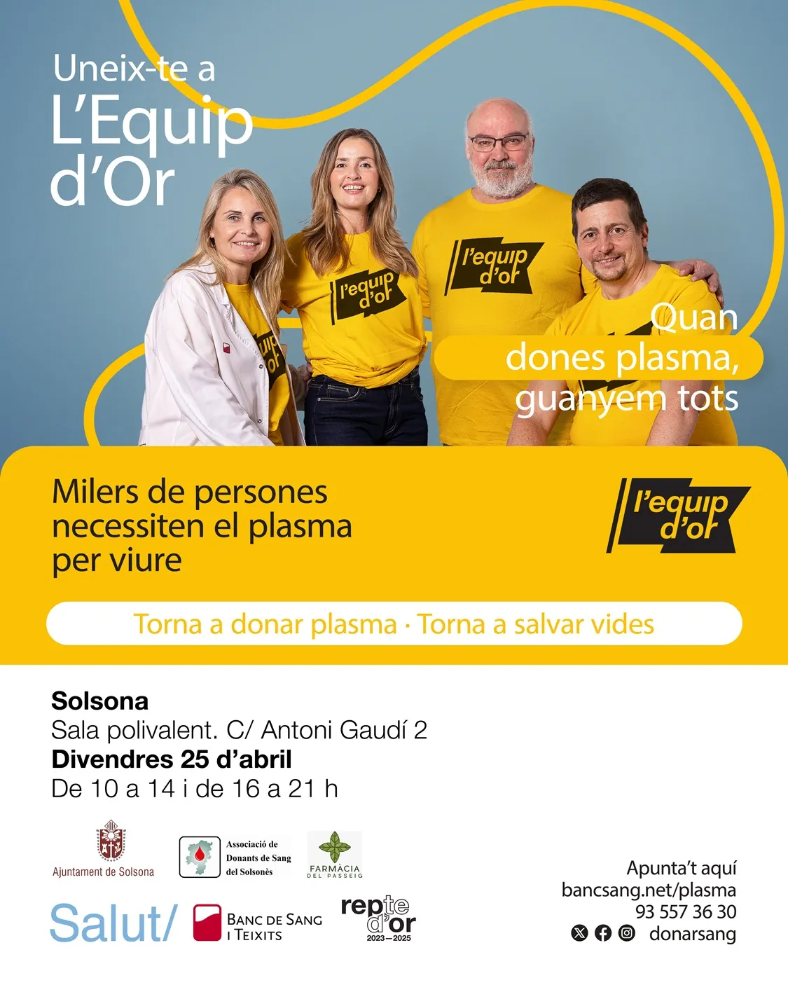 Solsona acull demà una campanya extraordinària de donació de sang i plasma en el marc de la Setmana Mundial de les Immunodeficiències Primàries