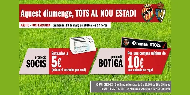 El Nàstic ofereix una promoció exclusiva per a socis i aficionats pel partit del diumenge