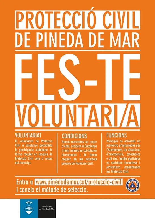 S'obre el període per presentar candidatures a voluntari/a a Protecció Civil de Pineda