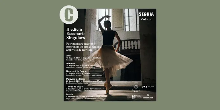 La segona edició d'Escenaris Singulars s'instal·larà en sis espais patrimonials del Segrià