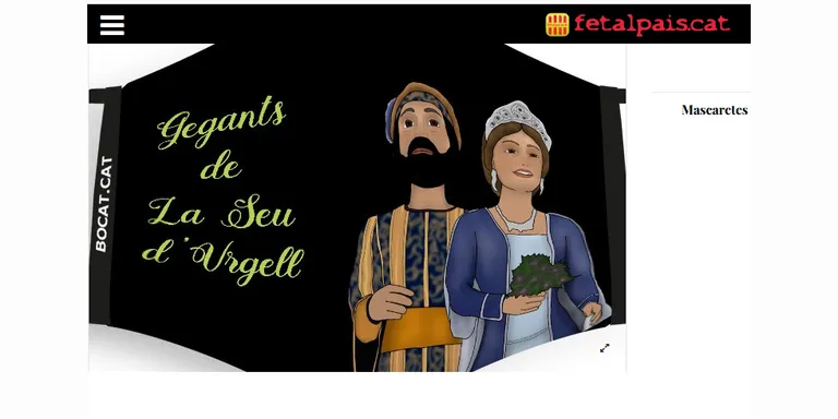 Els Geganters i Grallers de la Seu d'Urgell treuen a la venda una mascareta amb la imatge dels gegants de la ciutat