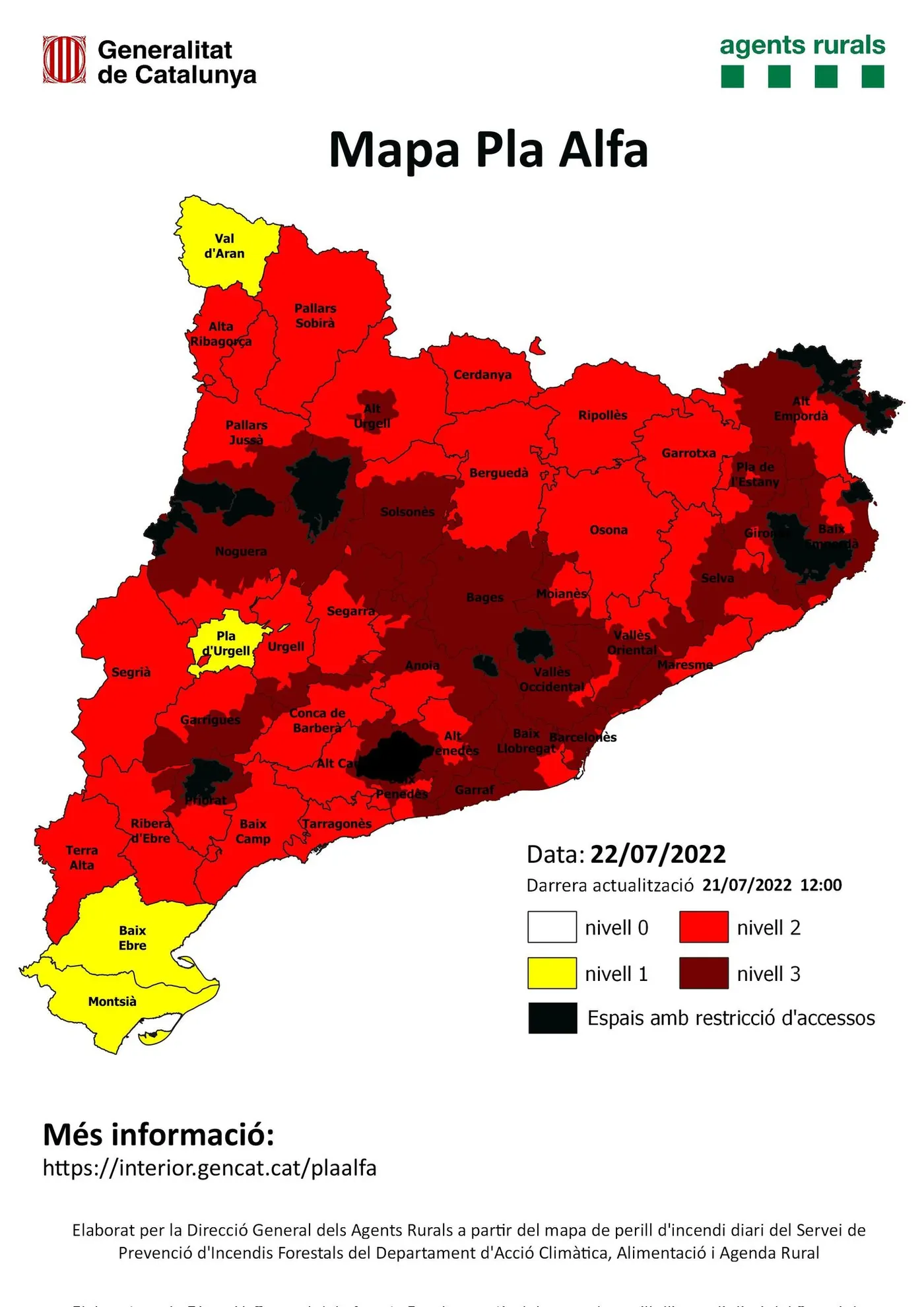L’Alt Camp es troba en nivell 3 de risc d’incendi forestal