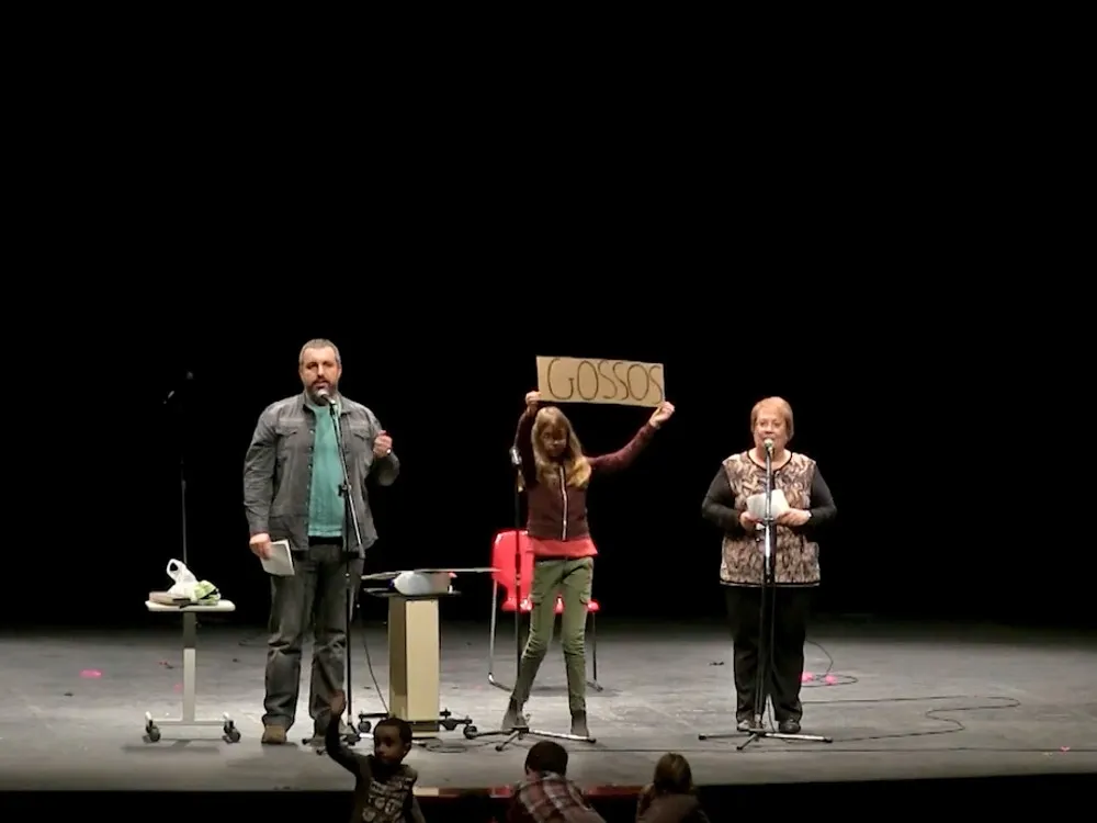 Xesco Caballero i Lídia Juste, de Ràdio Rubí, participant a la Marató de contes