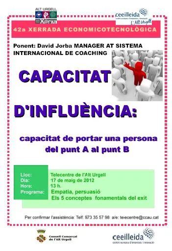 La capacitat d'influència, tema de la pròxima xerrada al Telecentre de l'Alt Urgell