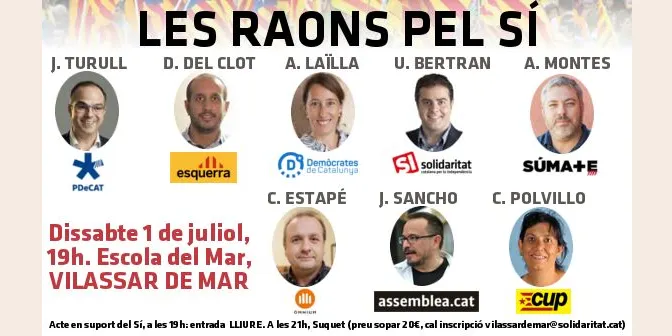 Dissabte, acte unitari de tots els partits i entitats independentistes per demanar el Sí en el referèndum