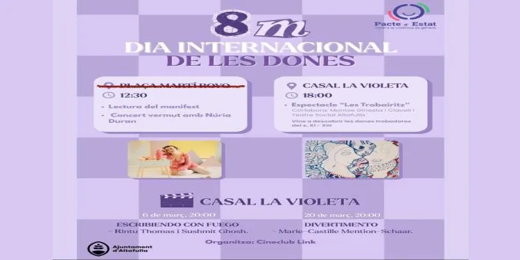 La lectura del manifest i una obra de teatre centren la commemoració el 8M a Altafulla, aquest diumenge a La Violeta