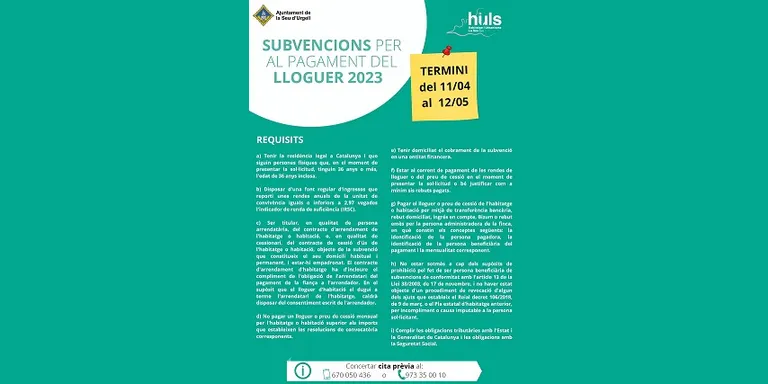 S'obren les sol·licituds d'ajuts al lloguer d'habitatge o habitació per a majors de 36 anys