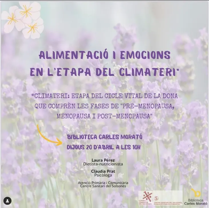 <strong>El Centre Sanitari organitza una xerrada sobre alimentació i emocions en l'etapa de la menopausa</strong>