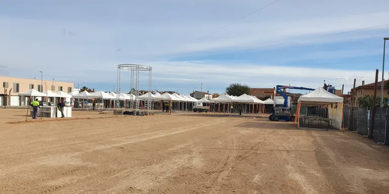 El vent malmet unes carpes del recinte de la Terrafira