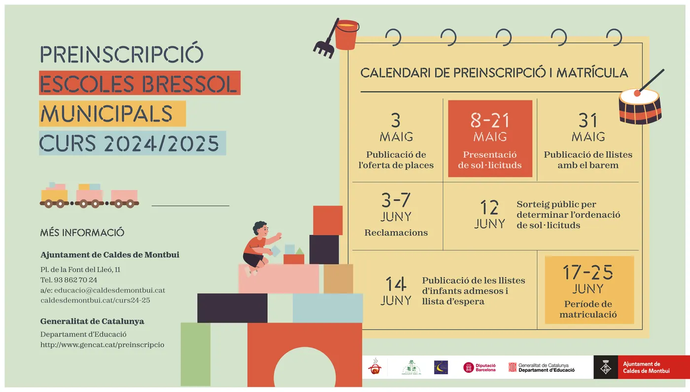 Les escoles bressol municipals publiquen el calendari de preinscripció i matrícula