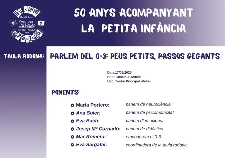 La Quitxalla organitza una taula rodona per commemorar el 50è aniversari