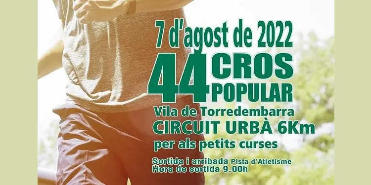 Torredembarra celebrarà el 44è Cros Popular Vila de Torredembarra el 7 d’agost