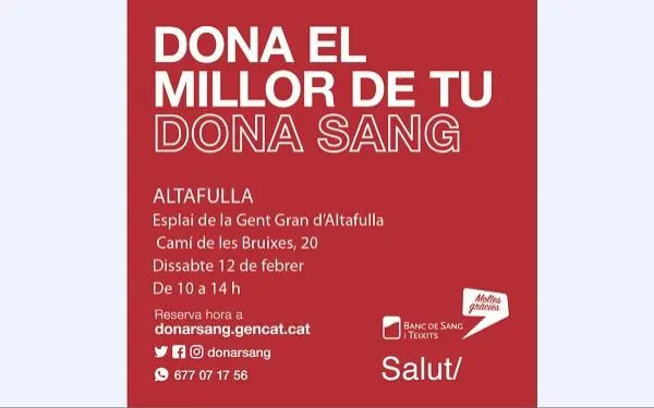 Altafulla acull dissabte 12 de febrer una campanya de donació de sang