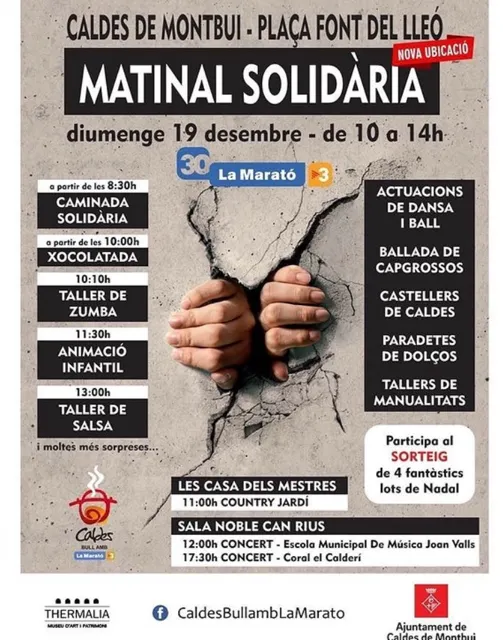 La plataforma Caldes Bull amb la Marató organitza una matinal solidària aquest diumenge a la plaça de la Font del Lleó