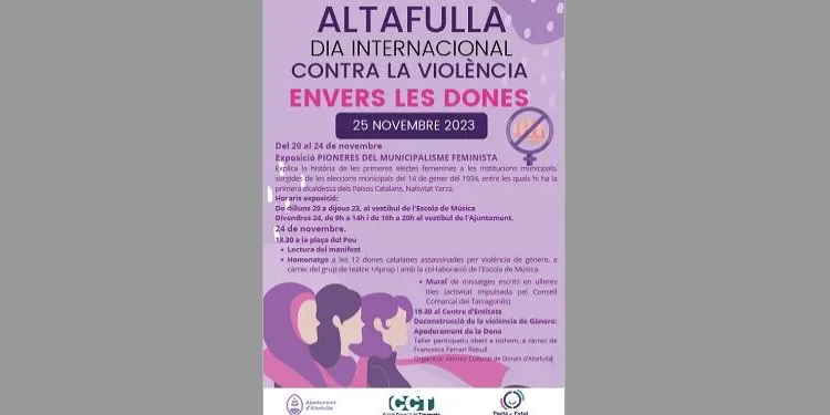 Altafulla commemorarà el Dia Internacional contra la violència envers les dones amb diverses activitats
