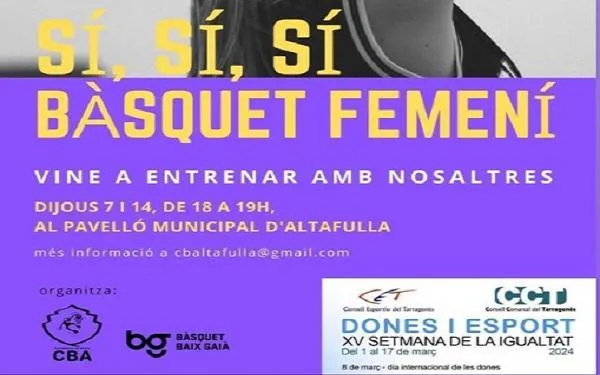 El CB Altafulla – BBG organitza dues sessions d’entrenament en el marc de la ‘Setmana de la Igualtat: Dones i Esport’ del CET