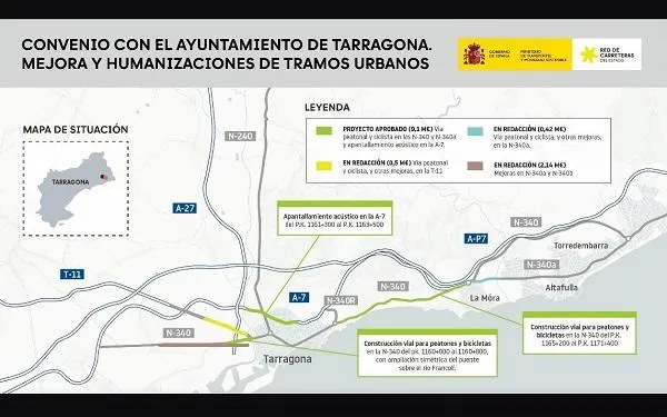 Es licita el contracte d’obres del carril bici a l’N-340 i les pantalles acústiques a l’A-7 a Tarragona