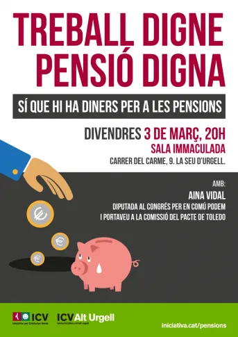ICV Alt Urgell organitza una xerrada sobre les pensions