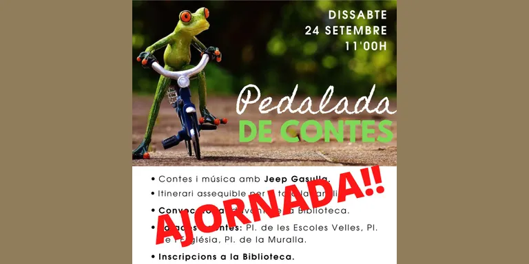 S’ajorna la pedalada de contes prevista per aquest dissabte