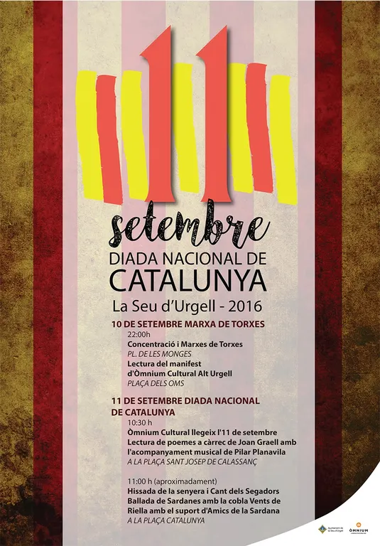 La Seu d'Urgell commemora l'Onze de Setembre, Diada Nacional de Catalunya