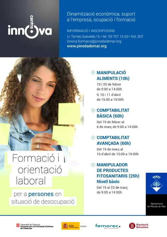 Cursos gratuïts per a persones aturades de comptabilitat i de manipulador de productes fitosanitaris