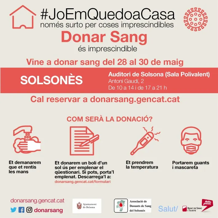 El Banc de Sang organitza una donació de tres dies a Solsona