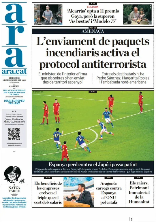 Consulta les portades dels diaris d'aquest 2 de desembre