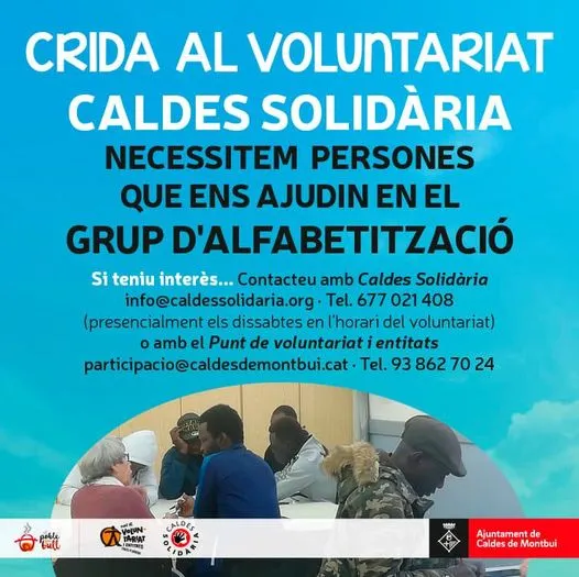 Caldes Solidària fa una crida per captar voluntaris per al projecte d'alfabetització, que comença aquest dissabte