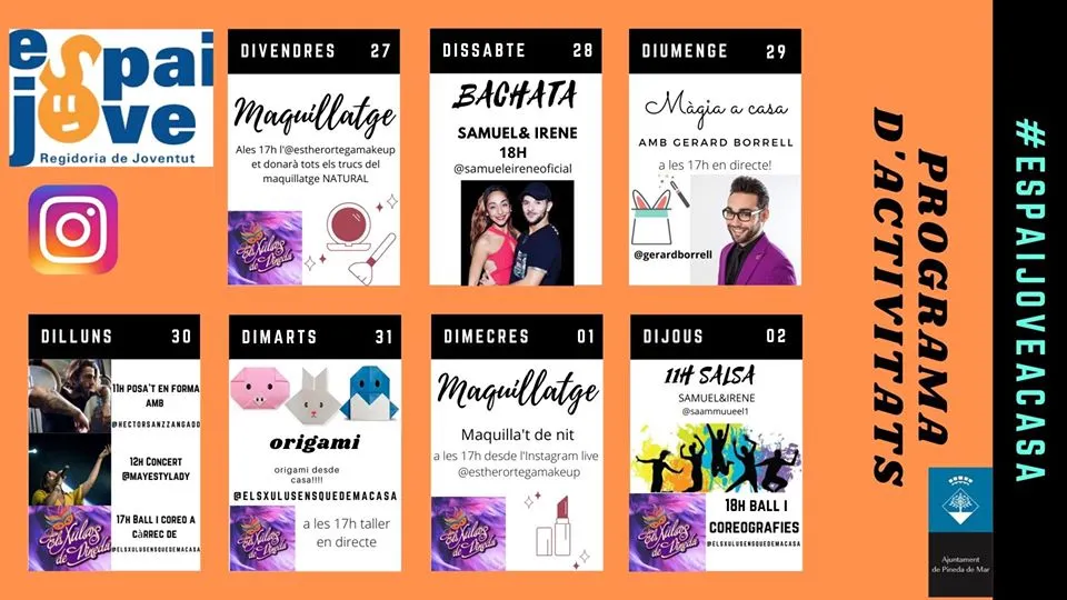 La Regidoria de Joventut de Pineda ha engegat el programa #ESPAIJOVEACASA.