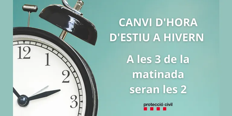 La matinada de dissabte a diumenge es produirà el canvi d’hora d’hivern