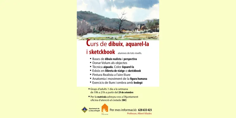 Curs de dibuix, aquarel.la i 'sketckbook', a càrrec d'Albert Viladés